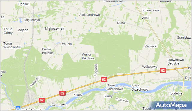 mapa Kolonia gmina Pomiechówek, Kolonia gmina Pomiechówek na mapie Targeo