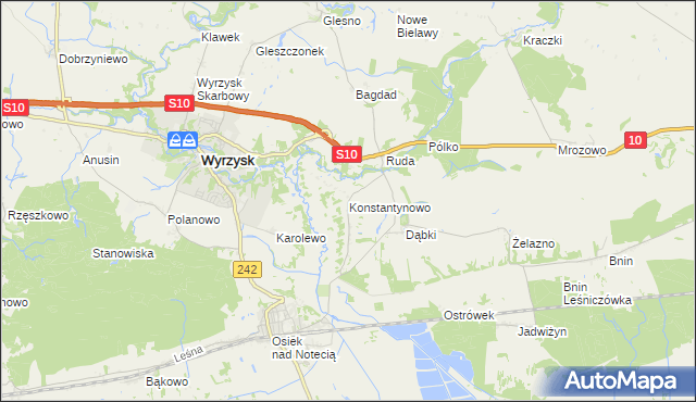 mapa Konstantynowo gmina Wyrzysk, Konstantynowo gmina Wyrzysk na mapie Targeo