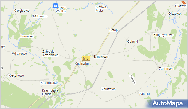 mapa Kozłowo powiat nidzicki, Kozłowo powiat nidzicki na mapie Targeo