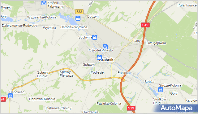 mapa Kraśnik, Kraśnik na mapie Targeo