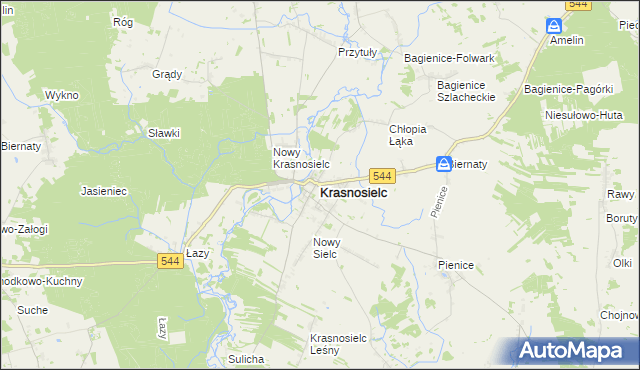 mapa Krasnosielc, Krasnosielc na mapie Targeo