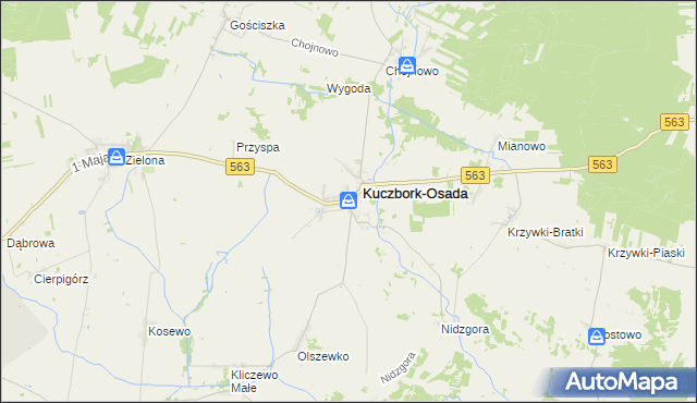 mapa Kuczbork-Wieś, Kuczbork-Wieś na mapie Targeo