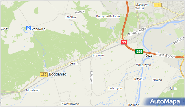mapa Łupowo gmina Bogdaniec, Łupowo gmina Bogdaniec na mapie Targeo