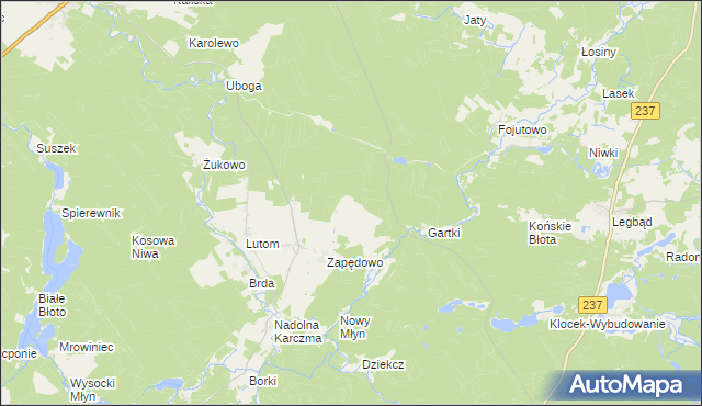 mapa Lutom Leśniczówka, Lutom Leśniczówka na mapie Targeo