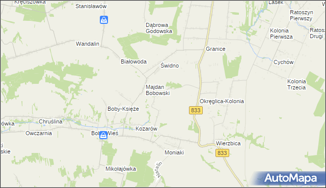 mapa Majdan Moniacki, Majdan Moniacki na mapie Targeo