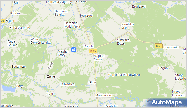 mapa Majdan Nowy, Majdan Nowy na mapie Targeo