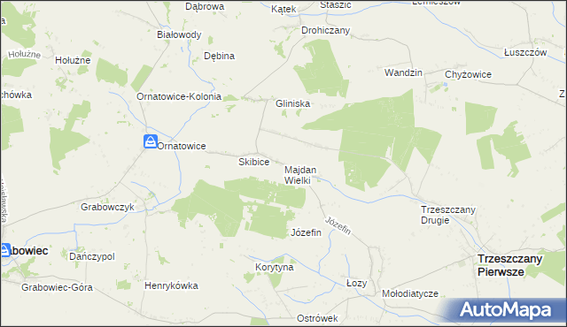 mapa Majdan Wielki gmina Trzeszczany, Majdan Wielki gmina Trzeszczany na mapie Targeo