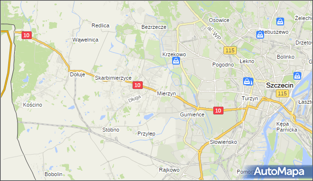 mapa Mierzyn gmina Dobra (Szczecińska), Mierzyn gmina Dobra (Szczecińska) na mapie Targeo