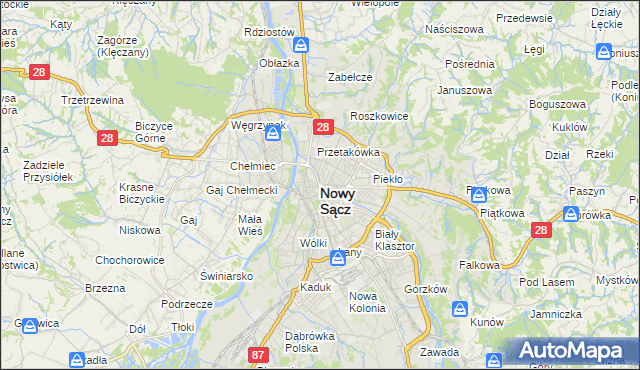 mapa Nowego Sącza, Nowy Sącz na mapie Targeo
