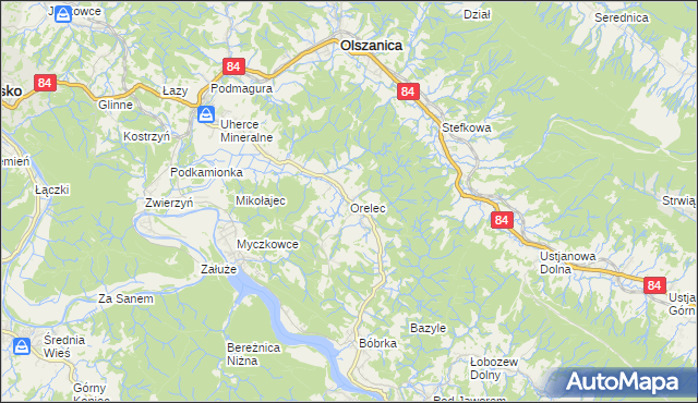 mapa Orelec, Orelec na mapie Targeo