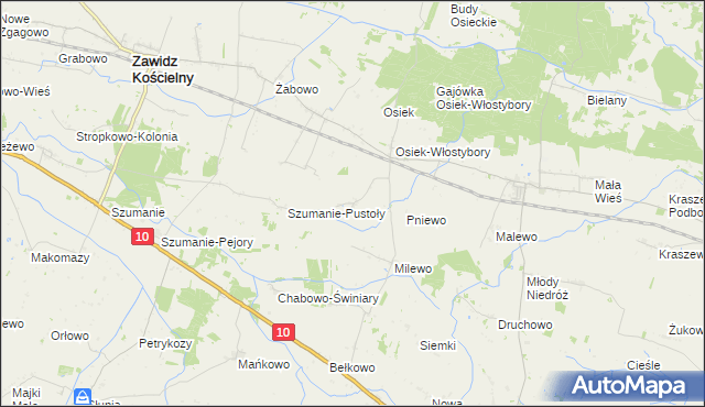 mapa Osiek Piaseczny, Osiek Piaseczny na mapie Targeo