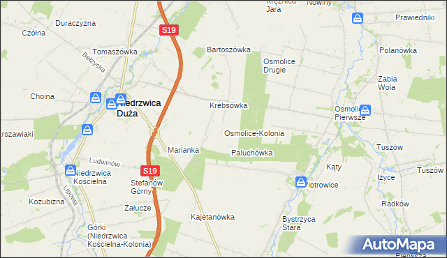 mapa Osmolice-Kolonia, Osmolice-Kolonia na mapie Targeo