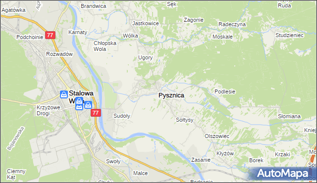mapa Pysznica, Pysznica na mapie Targeo