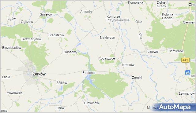 mapa Rogaszyce gmina Żerków, Rogaszyce gmina Żerków na mapie Targeo