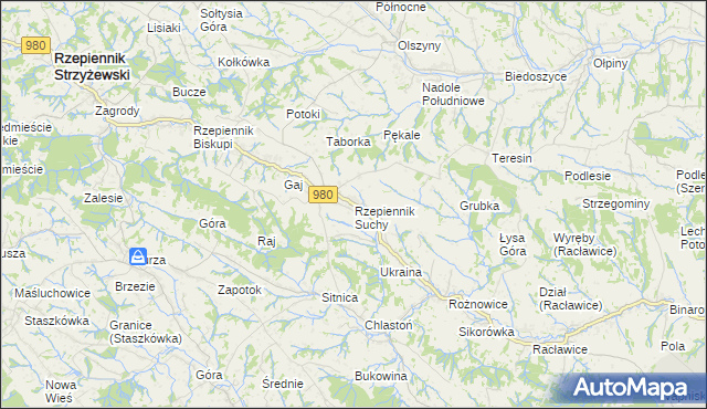 mapa Rzepiennik Suchy, Rzepiennik Suchy na mapie Targeo