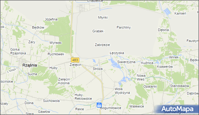 mapa Ścięgna gmina Rząśnia, Ścięgna gmina Rząśnia na mapie Targeo