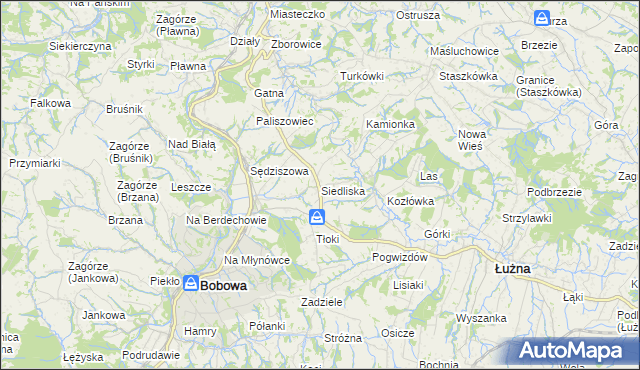 mapa Siedliska gmina Bobowa, Siedliska gmina Bobowa na mapie Targeo