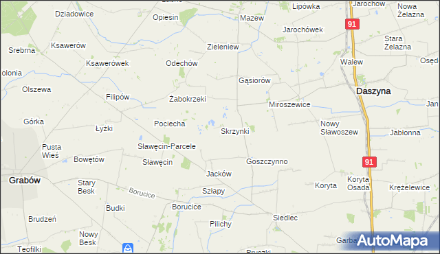 mapa Skrzynki gmina Daszyna, Skrzynki gmina Daszyna na mapie Targeo