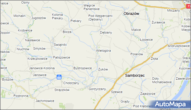 mapa Śmiechowice gmina Samborzec, Śmiechowice gmina Samborzec na mapie Targeo
