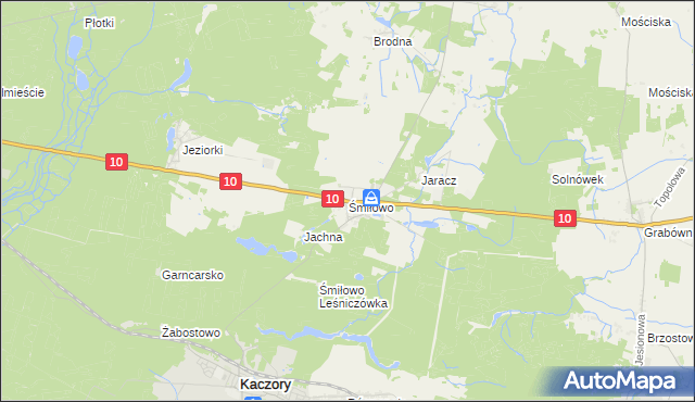 mapa Śmiłowo gmina Kaczory, Śmiłowo gmina Kaczory na mapie Targeo