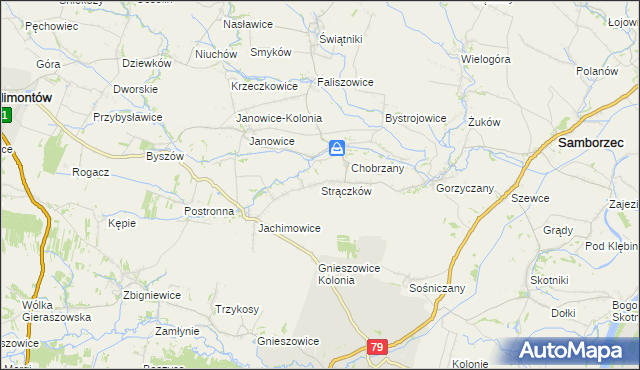 mapa Strączków, Strączków na mapie Targeo