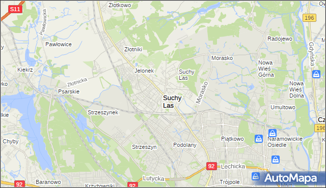 mapa Suchy Las powiat poznański, Suchy Las powiat poznański na mapie Targeo