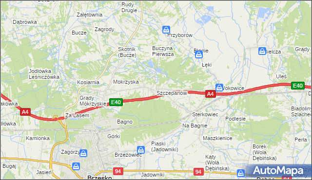mapa Szczepanów gmina Brzesko, Szczepanów gmina Brzesko na mapie Targeo