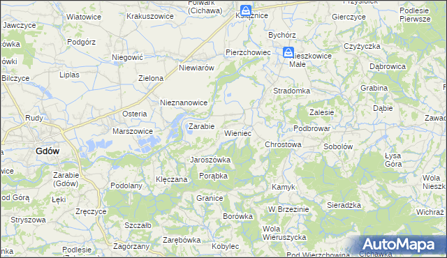 mapa Wieniec gmina Gdów, Wieniec gmina Gdów na mapie Targeo