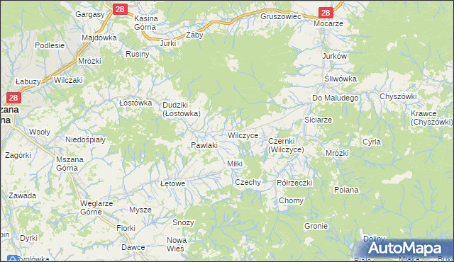 mapa Wilczyce gmina Dobra, Wilczyce gmina Dobra na mapie Targeo