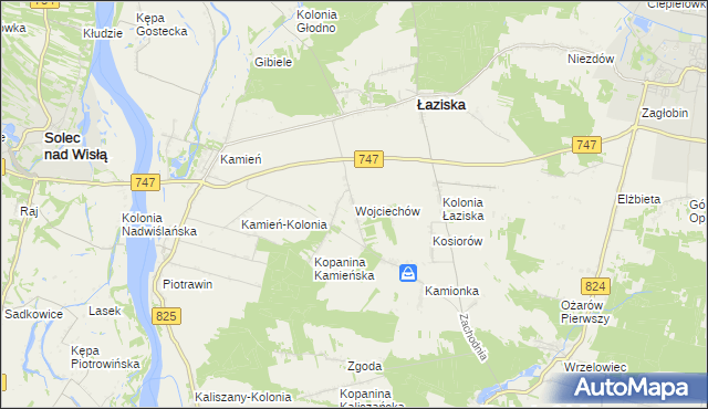mapa Wojciechów gmina Łaziska, Wojciechów gmina Łaziska na mapie Targeo