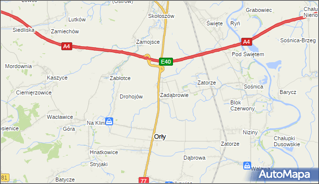 mapa Zadąbrowie gmina Orły, Zadąbrowie gmina Orły na mapie Targeo