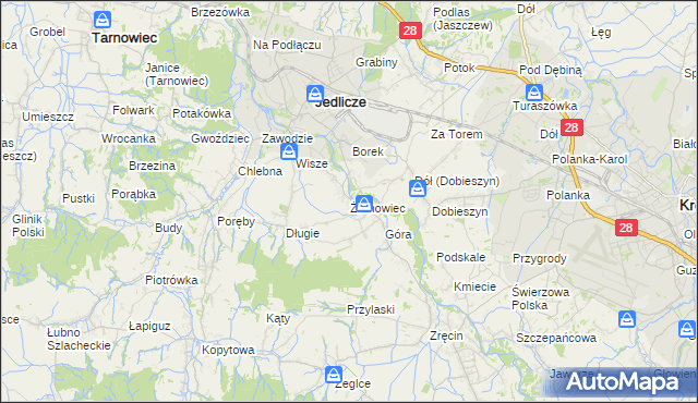 mapa Żarnowiec gmina Jedlicze, Żarnowiec gmina Jedlicze na mapie Targeo