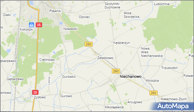 mapa Żelazkowo gmina Niechanowo, Żelazkowo gmina Niechanowo na mapie Targeo