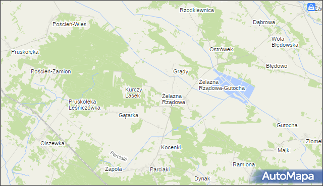 mapa Żelazna Rządowa, Żelazna Rządowa na mapie Targeo