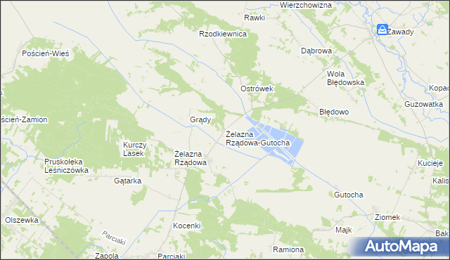 mapa Żelazna Rządowa-Gutocha, Żelazna Rządowa-Gutocha na mapie Targeo