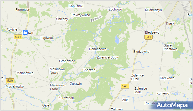 mapa Zglenice-Budy, Zglenice-Budy na mapie Targeo