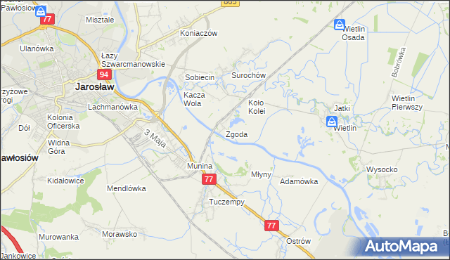 mapa Zgoda gmina Jarosław, Zgoda gmina Jarosław na mapie Targeo