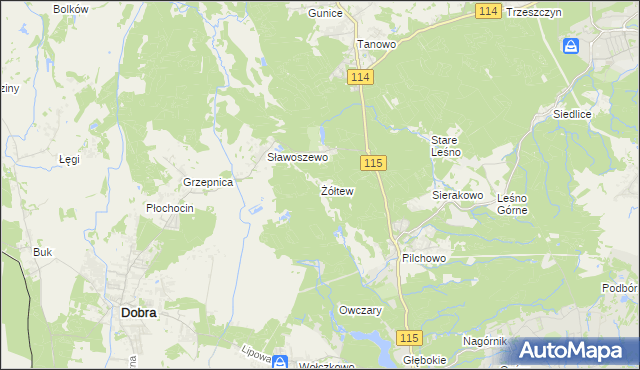 mapa Żółtew, Żółtew na mapie Targeo
