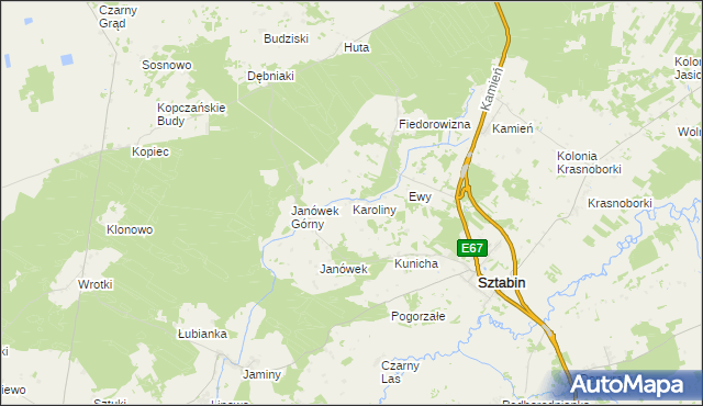 mapa Karoliny, Karoliny na mapie Targeo