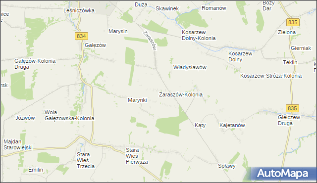 mapa Zaraszów-Kolonia, Zaraszów-Kolonia na mapie Targeo