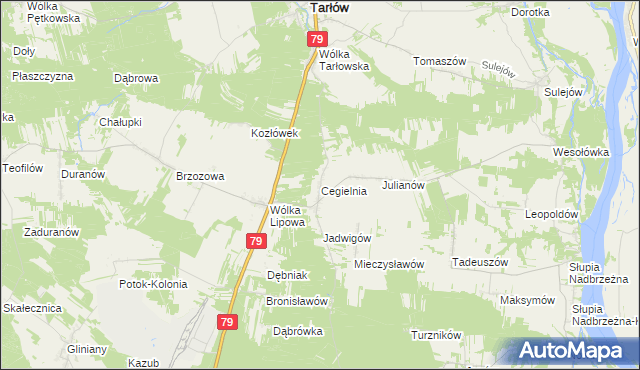 mapa Cegielnia gmina Tarłów, Cegielnia gmina Tarłów na mapie Targeo
