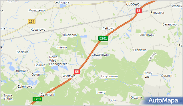 mapa Chwałkówko, Chwałkówko na mapie Targeo