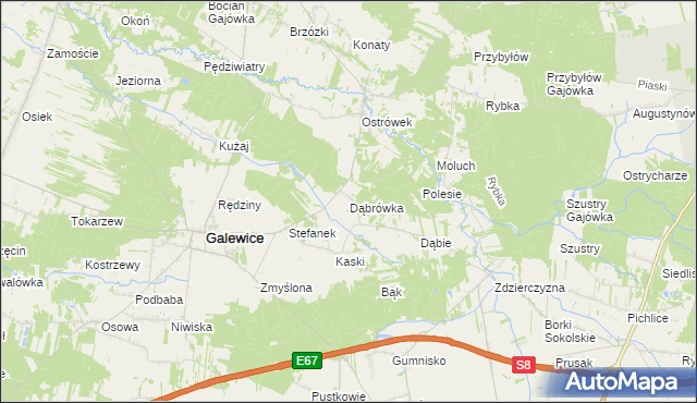 mapa Dąbrówka gmina Galewice, Dąbrówka gmina Galewice na mapie Targeo