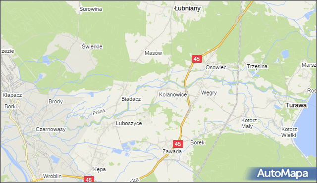 mapa Kolanowice, Kolanowice na mapie Targeo