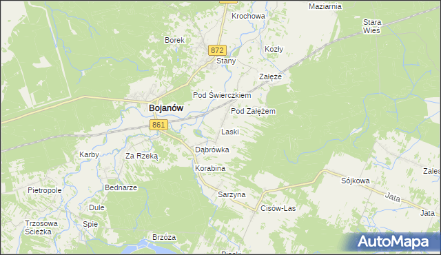 mapa Laski gmina Bojanów, Laski gmina Bojanów na mapie Targeo