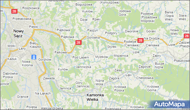 mapa Mystków, Mystków na mapie Targeo