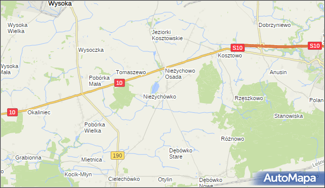 mapa Nieżychowo, Nieżychowo na mapie Targeo