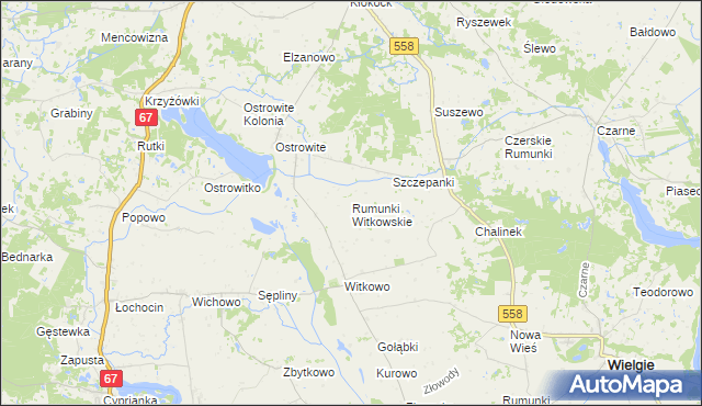 mapa Rumunki Witkowskie, Rumunki Witkowskie na mapie Targeo