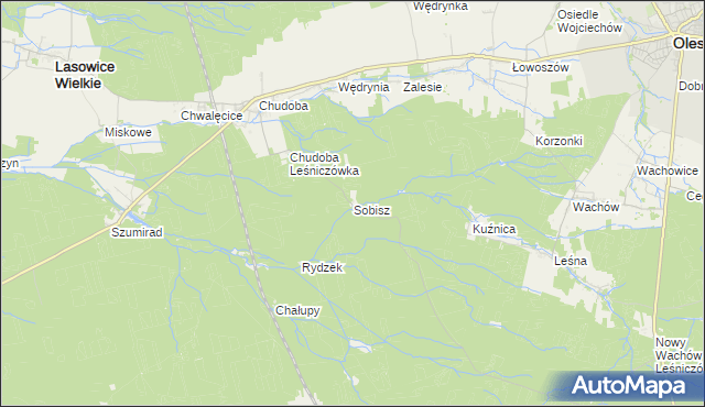 mapa Sobisz gmina Lasowice Wielkie, Sobisz gmina Lasowice Wielkie na mapie Targeo