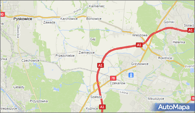 mapa Świętoszowice, Świętoszowice na mapie Targeo